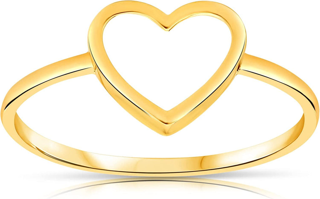 Solid 14 Karat Gold Open Heart Ring, Minimalist Dainty Gift For Her, Promise Ring, Valentine Heart Ring