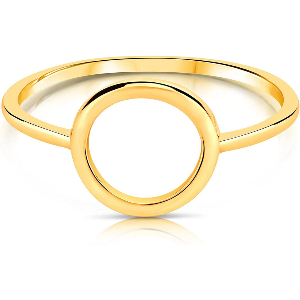 Open Circle Genuine 14 Karat Yellow Gold Ring