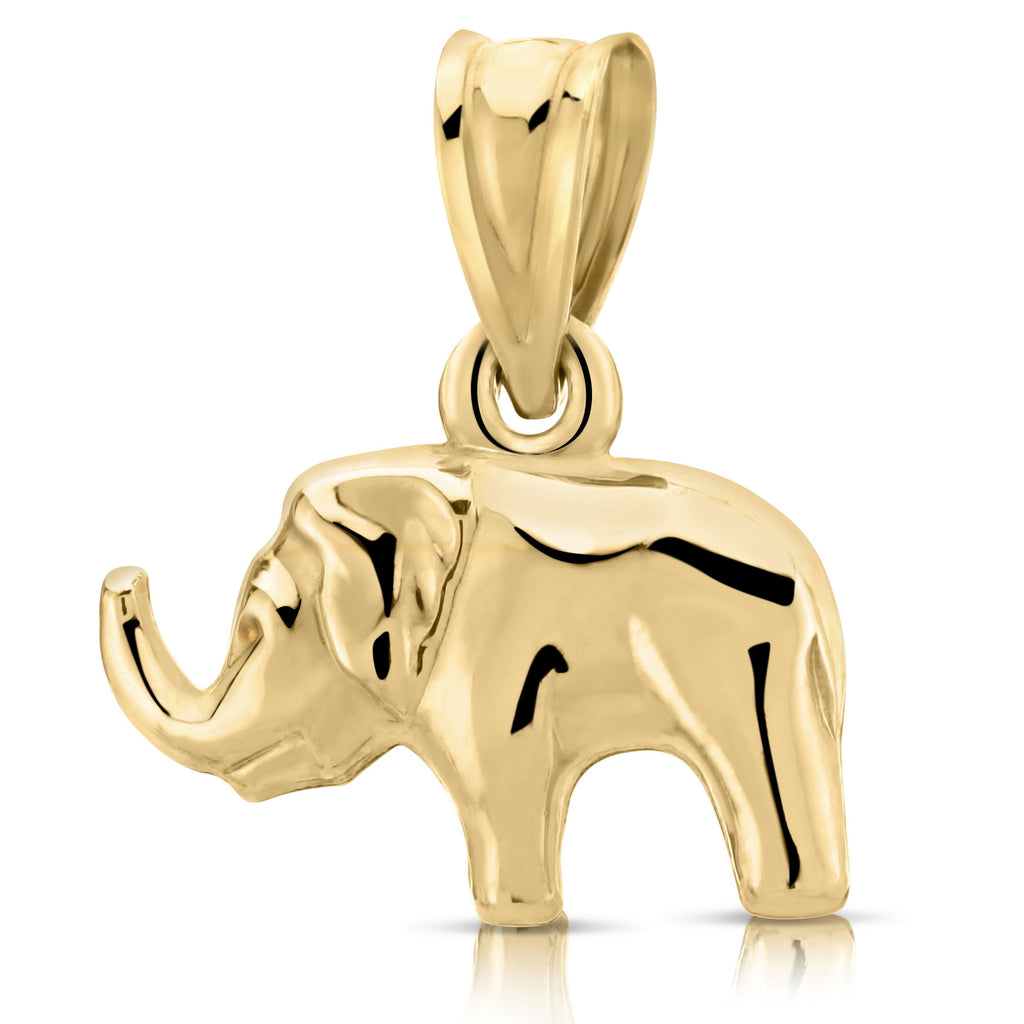 Art and Molly Real 14K Yellow Gold 3D Elephant Shaped Pendant