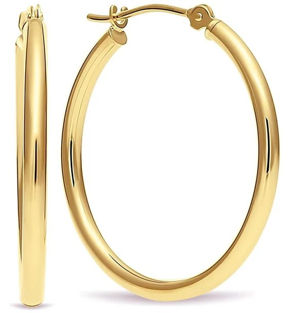 Classic Solid 14k Gold Hoop Earrings, 1" Diameter | Timeless Style for Women | Ideal for Daily Wear and Special Occasions