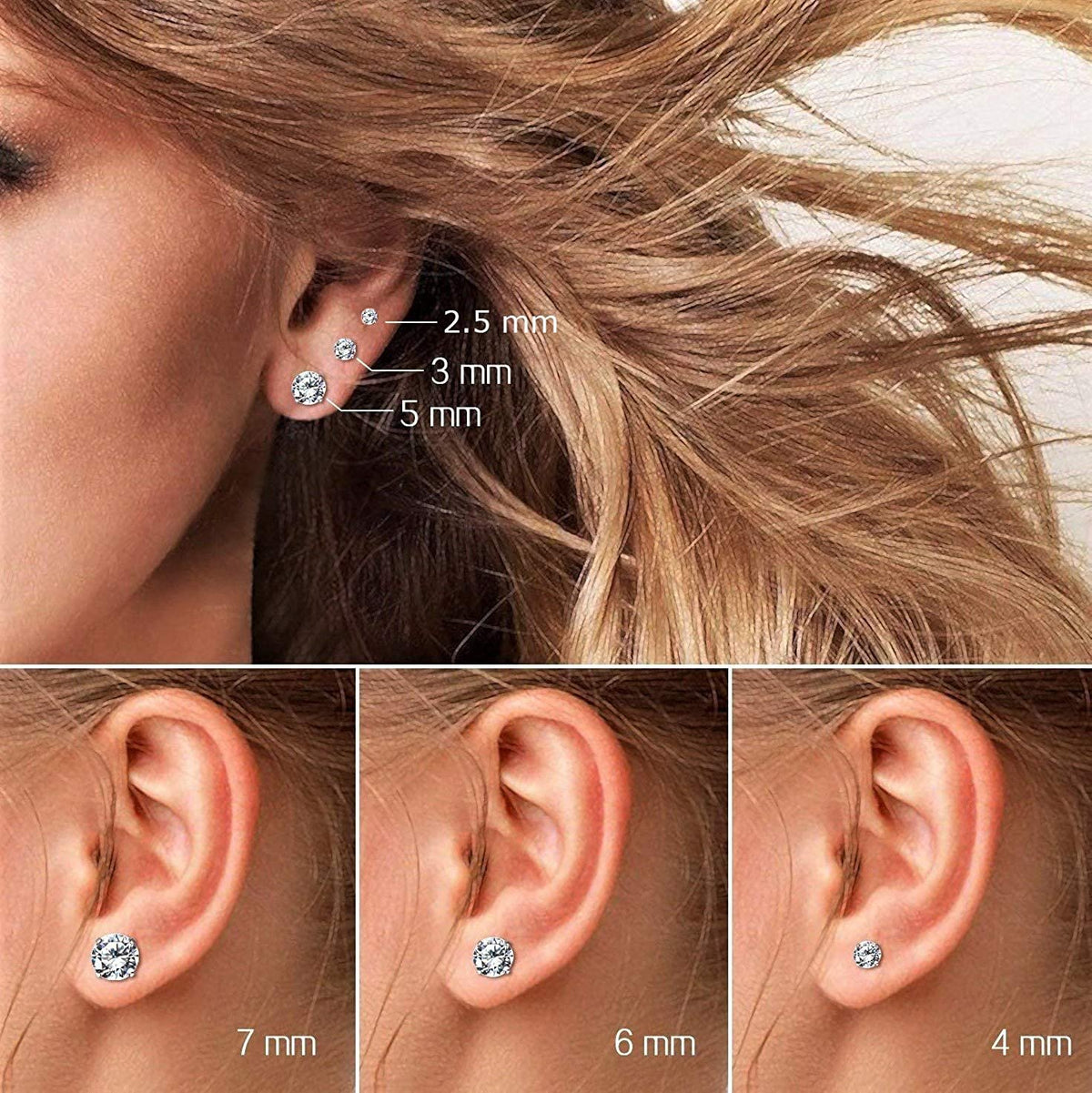 14k Yellow Gold Cubic Zirconia Stud Earrings with Screw Backs