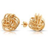 Solid 14k White and Yellow Gold Love Knot Minimalist Classy Stud Post Earrings, 10mm