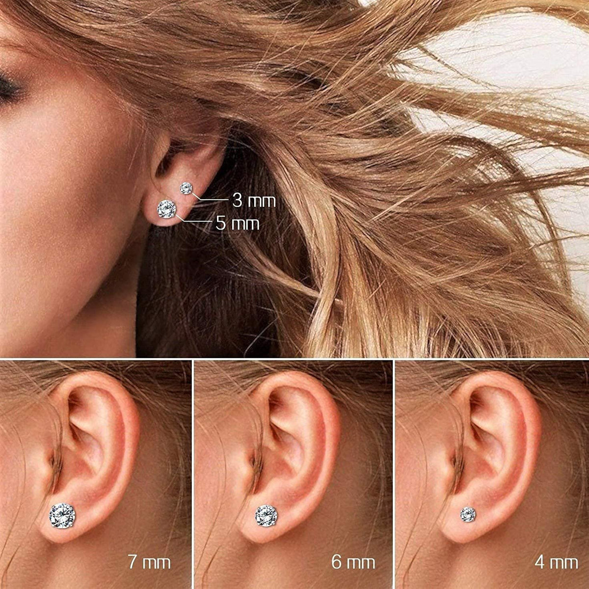 14k Yellow Gold Cubic Zirconia Stud Earrings with Screw Backs