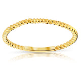 Solid 14k Yellow Gold Polished Plain Minimalist Twisted Rope Ring for Woman