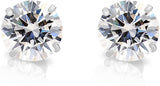 14k White Gold Cubic Zirconia Stud Earrings with Screw Backs