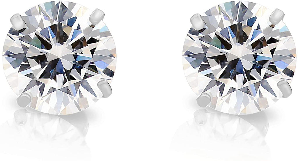 14k White Gold Cubic Zirconia Stud Earrings with Screw Backs