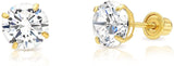 14k Yellow Gold Cubic Zirconia Stud Earrings with Screw Backs