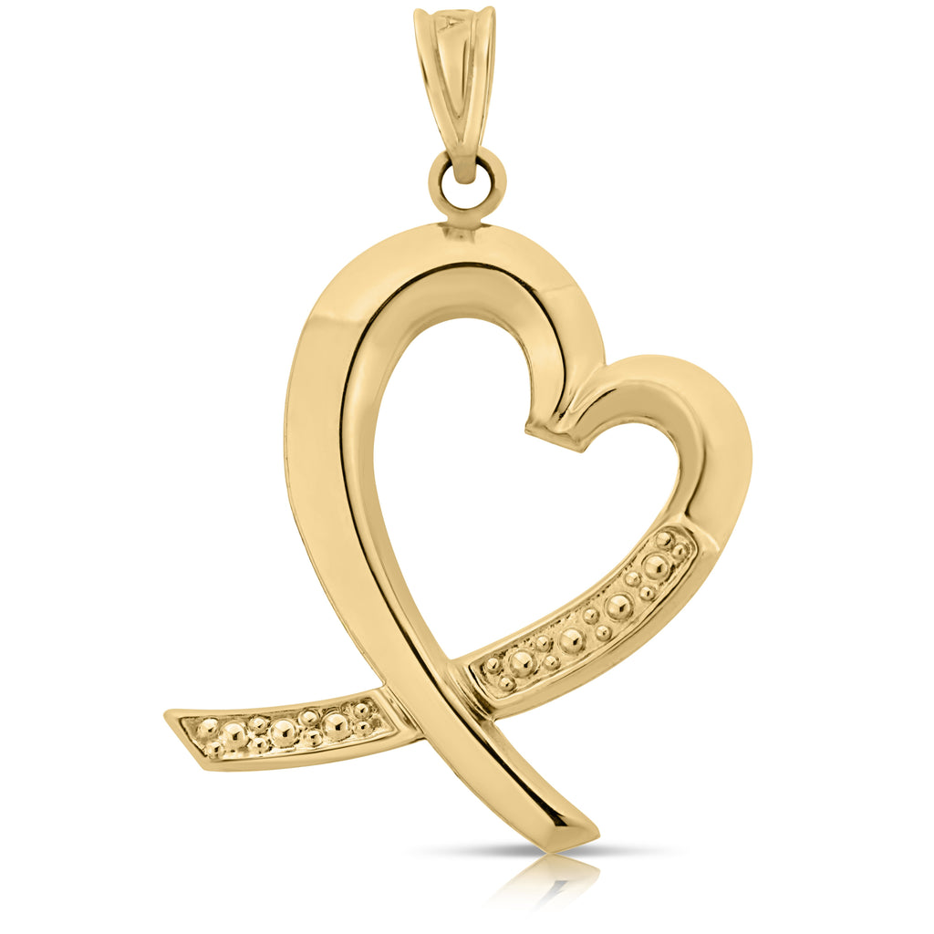 Art and Molly Real 14K Yellow Gold Elegant Heart Pendant