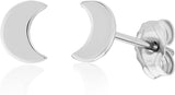 14K Yellow Gold Dainty Small Mini Moon Stud Earrings Minimalist, Delicate Jewelry