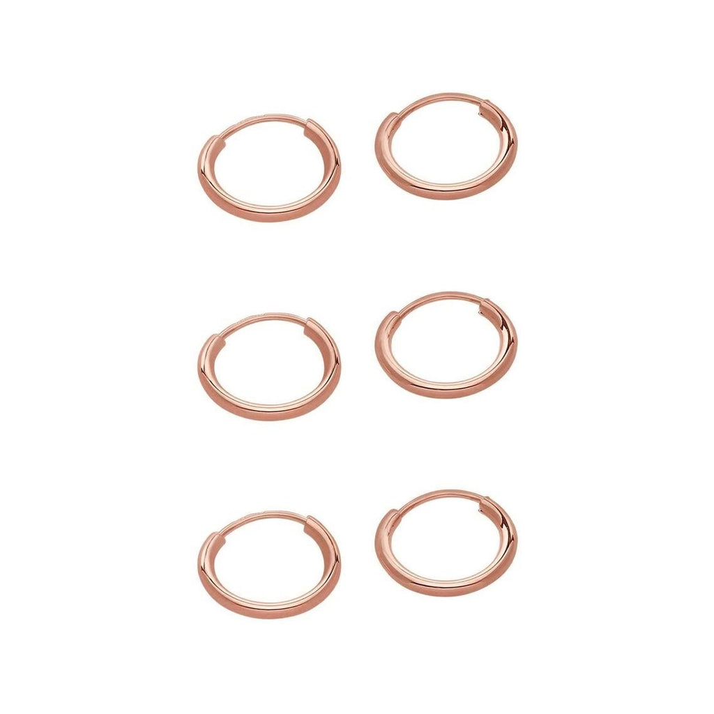 Solid 14k Yellow Gold Round Flexible Thin Continuous Endless Hoop Earrings, Unisex