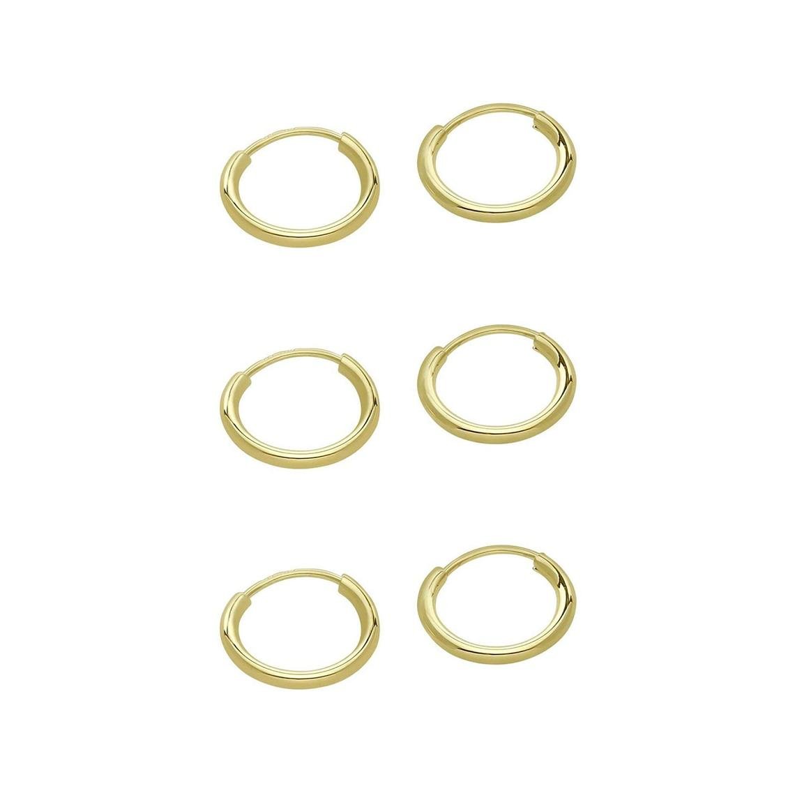 Solid 14k Yellow Gold Round Flexible Thin Continuous Endless Hoop Earrings, Unisex