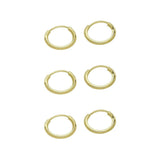 Solid 14k Yellow Gold Round Flexible Thin Continuous Endless Hoop Earrings, Unisex