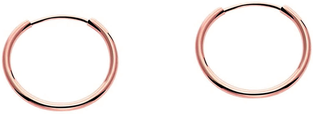 14k Rose Gold Round Flexible Thin Continuous Endless Hoop Earrings