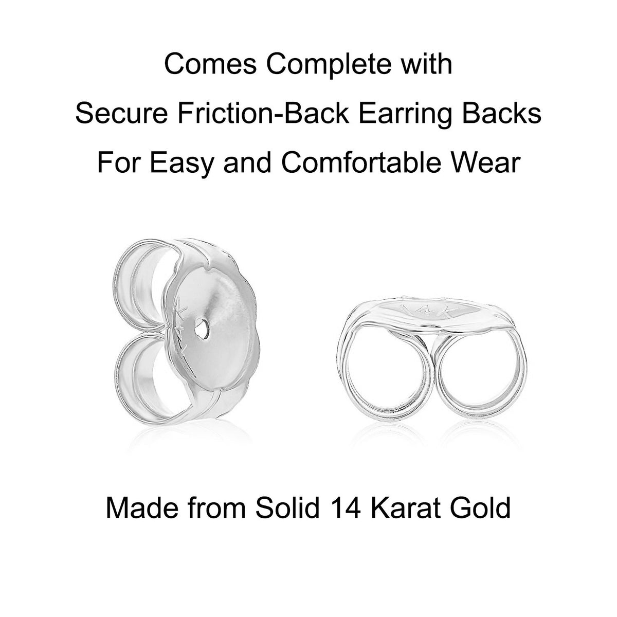 Solid 14k White and Yellow Gold Love Knot Minimalist Classy Stud Post Earrings, 10mm