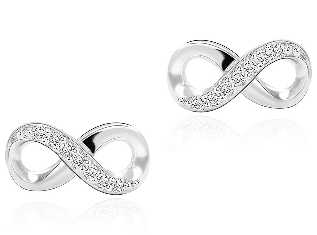 925 Sterling Silver Cubic Zirconia CZ Infinity Stud Earrings