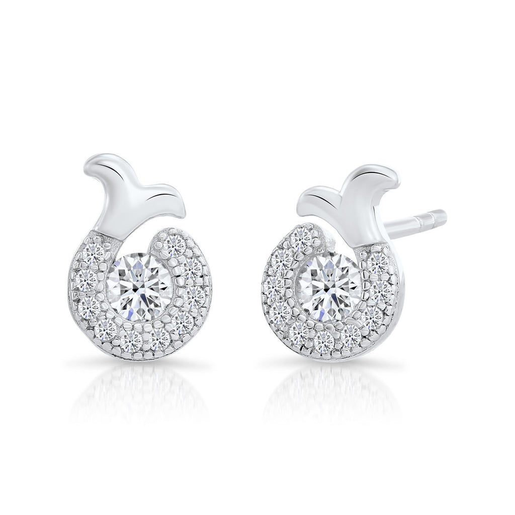 Sterling Silver Nautical Stud Earrings with Cubic Zirconia