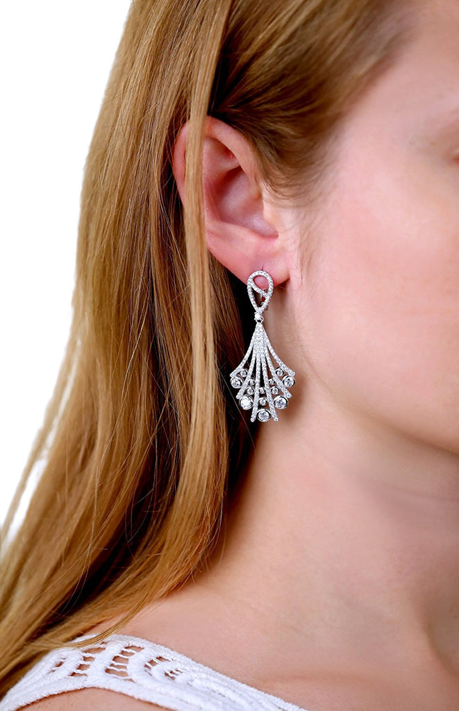 Silver Cubic Zirconia Wing Cuff Earrings