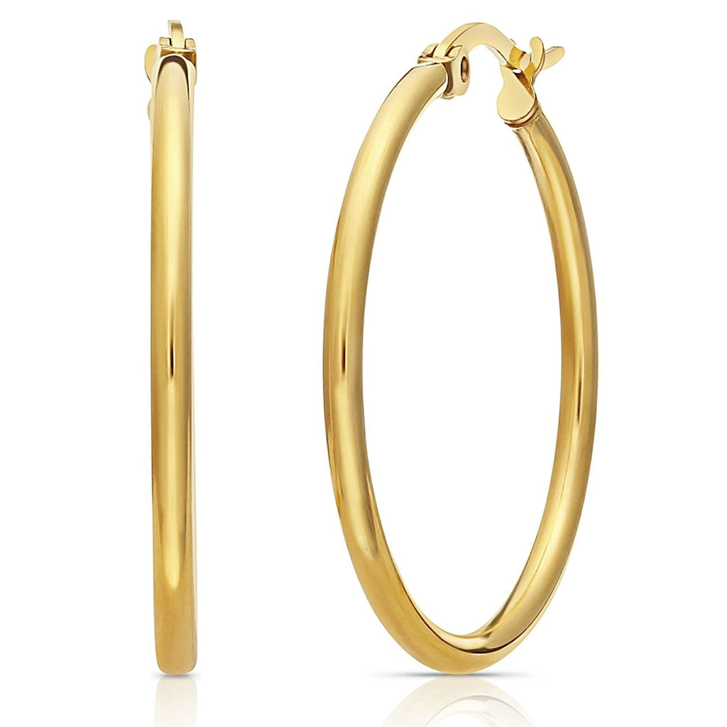 Gold-Tone Stainless Steel Hoop Earrings (35mm)