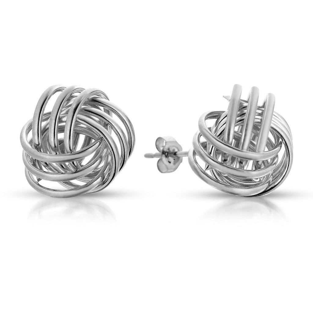 14k White Gold Polished Love Knot Stud Earring 10mm