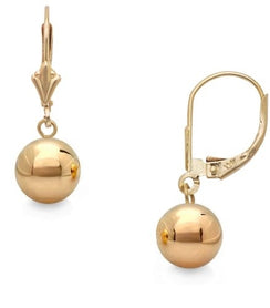 14k Gold 7mm Ball Drop Dangle Earrings with Leverback 1