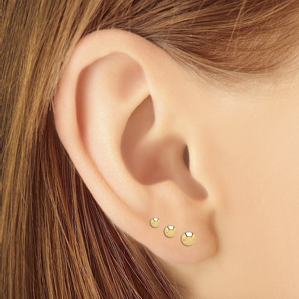 Tiny 14K Gold Stud Earrings, Second Third Hole, Cartilage Earrings