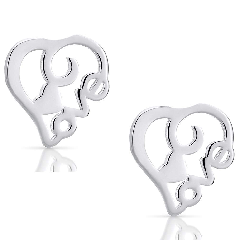 Small Sterling Silver Polished Heart Love Earrings
