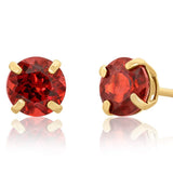 14k Yellow Gold 5mm Garnet Round-Cut Solitaire Stud Earrings