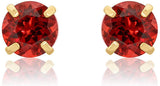 14k Yellow Gold 5mm Garnet Round-Cut Solitaire Stud Earrings with Secure Comfortable Screw Backings