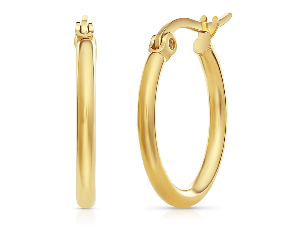 Gold-Tone Stainless Steel Hoop Earrings (0.9 Inch Diameter)