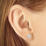 Sterling Silver Triple Star Stud Earrings with Cubic Zirconia