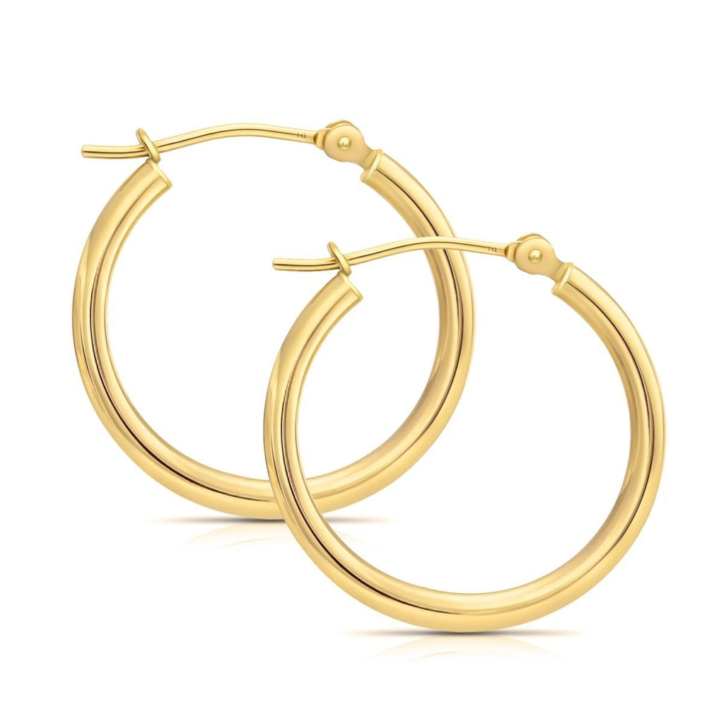 Real Solid 14k Gold Hoop Earrings For Women & Girls, Trendy and Dainty (0.6" Diameter)