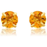 14k Yellow Gold 5mm Citrine Round-Cut Solitaire Stud Earrings with Screw-backs