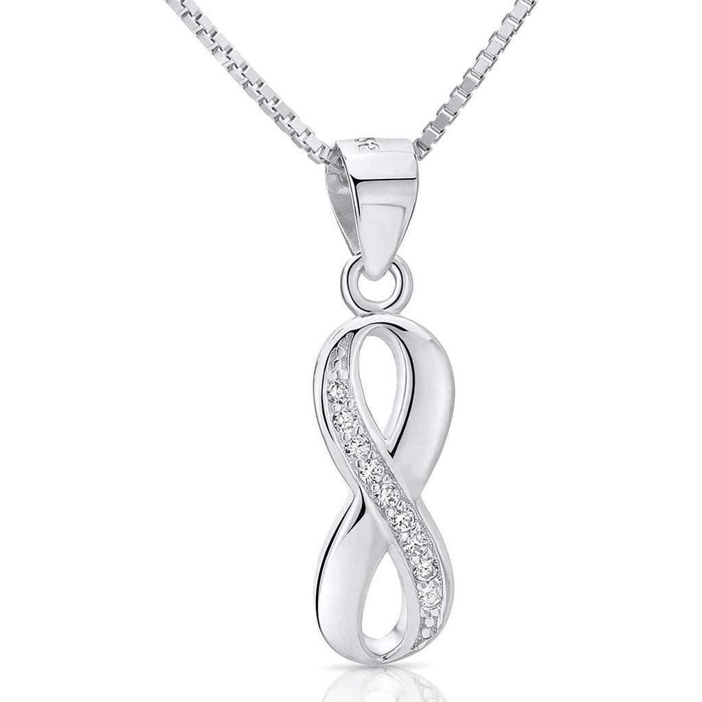 Art and Molly 925 Sterling Silver Cubic Zirconia CZ Infinity Necklace