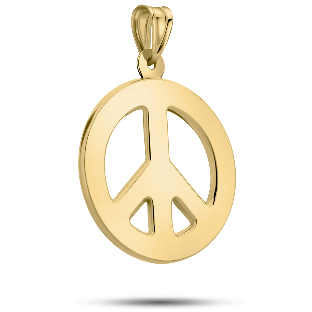 Art and Molly Real 14K Yellow Gold Peace Sign Symbol Unisex Pendant