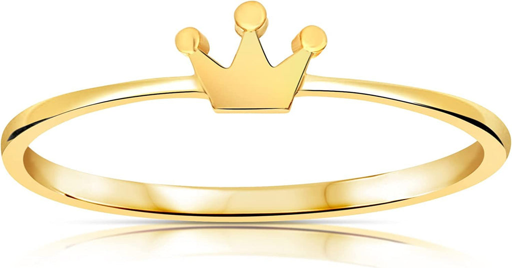 Solid Yellow Gold 14K Mini Crown Ring