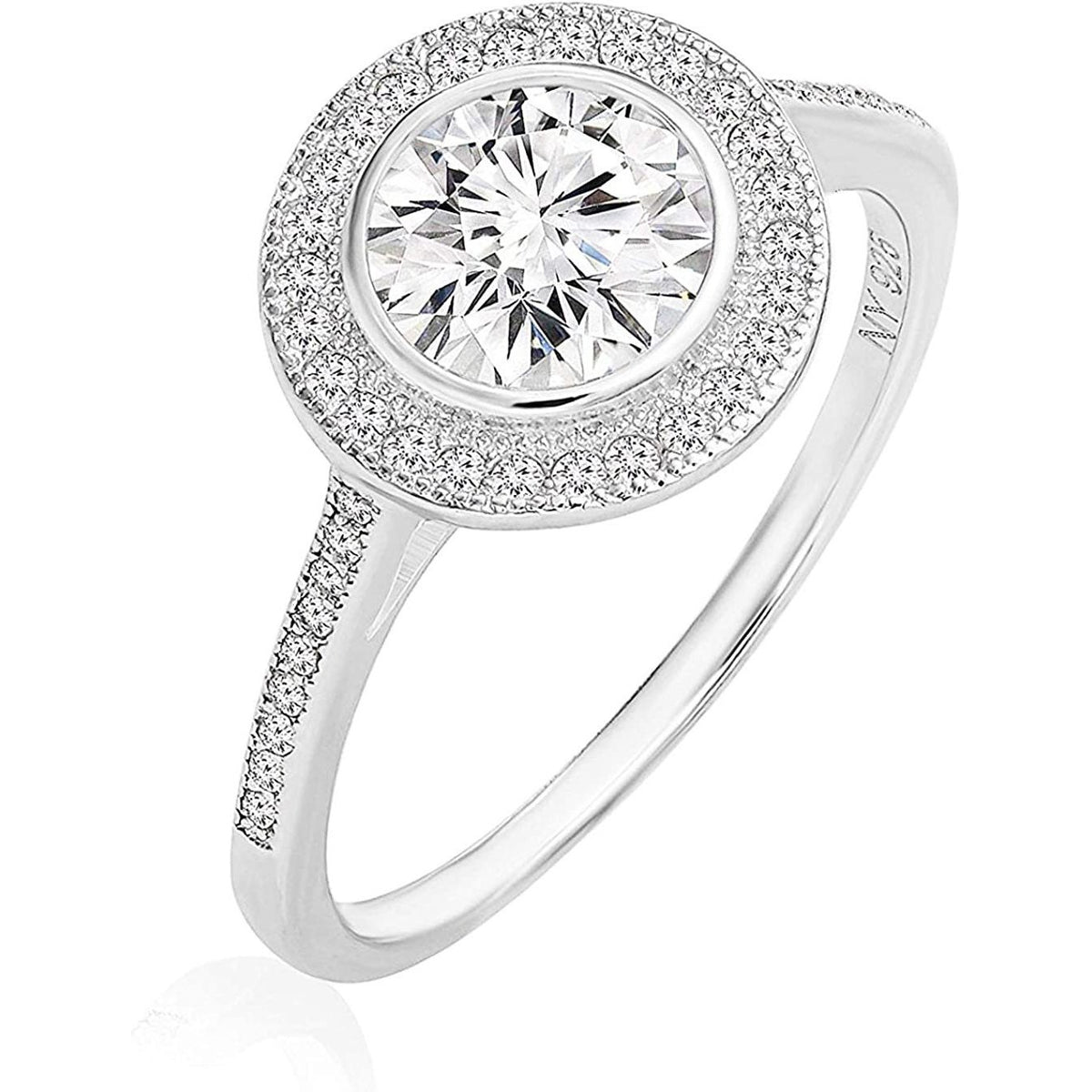 925 Sterling Silver Cubic Zirconia CZ Round Halo Ring