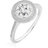 925 Sterling Silver Cubic Zirconia CZ Round Halo Ring