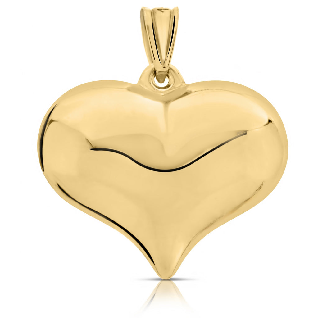 Art and Molly Real 14K Yellow Gold Large Puff Heart Pendant