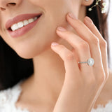 925 Sterling Silver Cubic Zirconia CZ Round Halo Ring