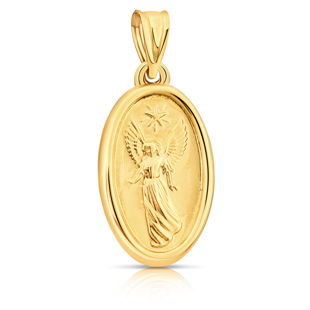 Art and Molly Real 14k Yellow Gold Oval Shaped Mother Mary Pendant