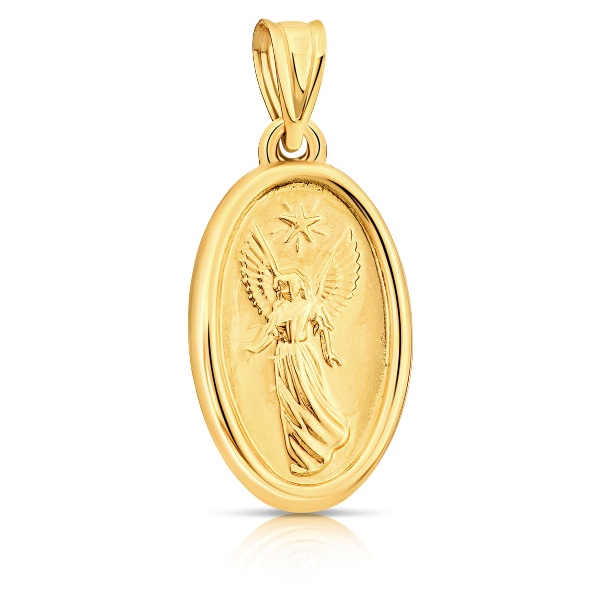 Art And Molly Real 14k Yellow Gold Oval Shaped Mother Mary Pendant