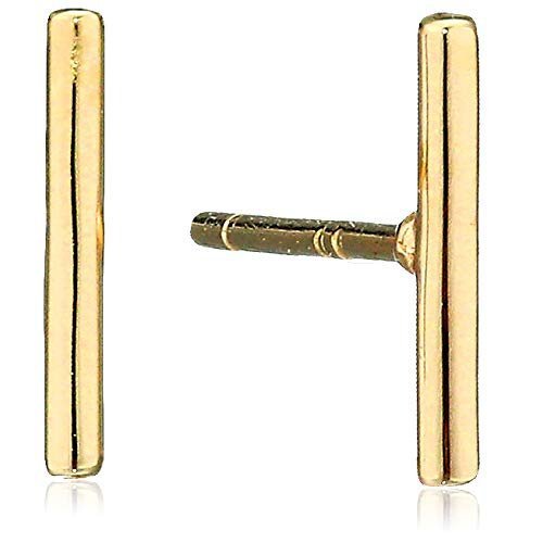 Minimalist 14k Gold Tiny Stud Bar Earrings Line Earrings Simplify Stick Earrings