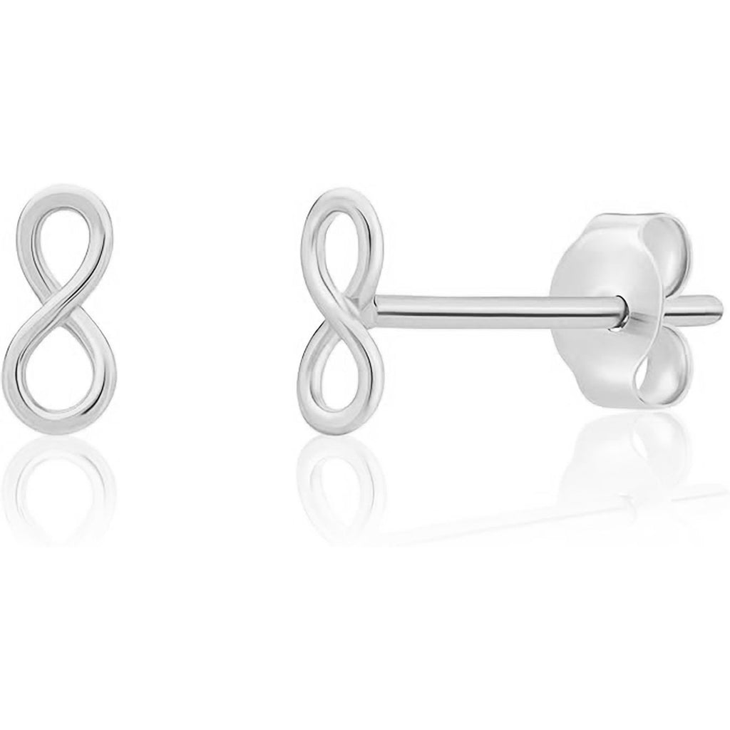 14K White Gold Tiny Infinity Stud Earring for Earlobe and Cartilage Piercing