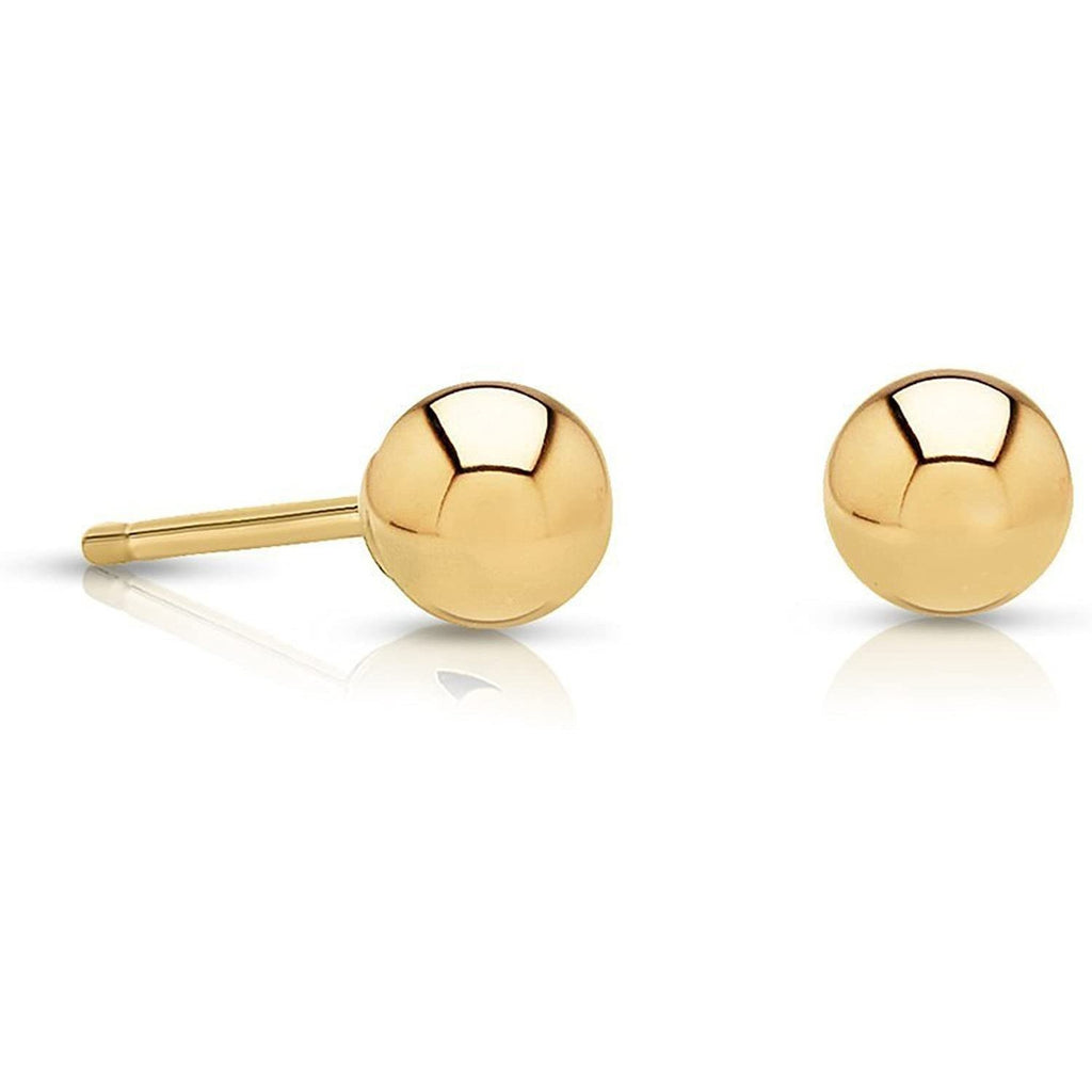 14k Yellow Gold Ball Stud Earrings with Friction Backs