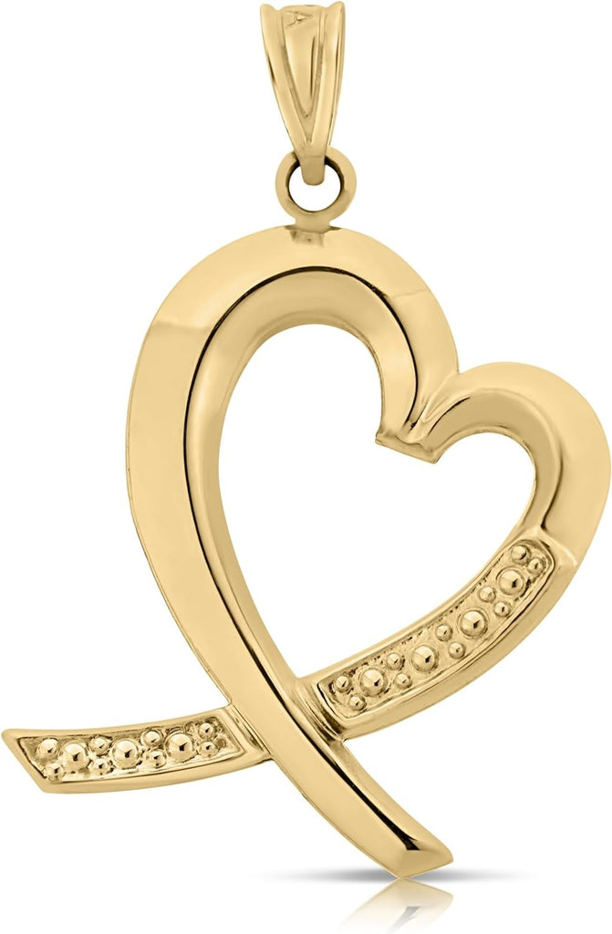 Art and Molly Real 14K Yellow Gold Elegant Heart Pendant