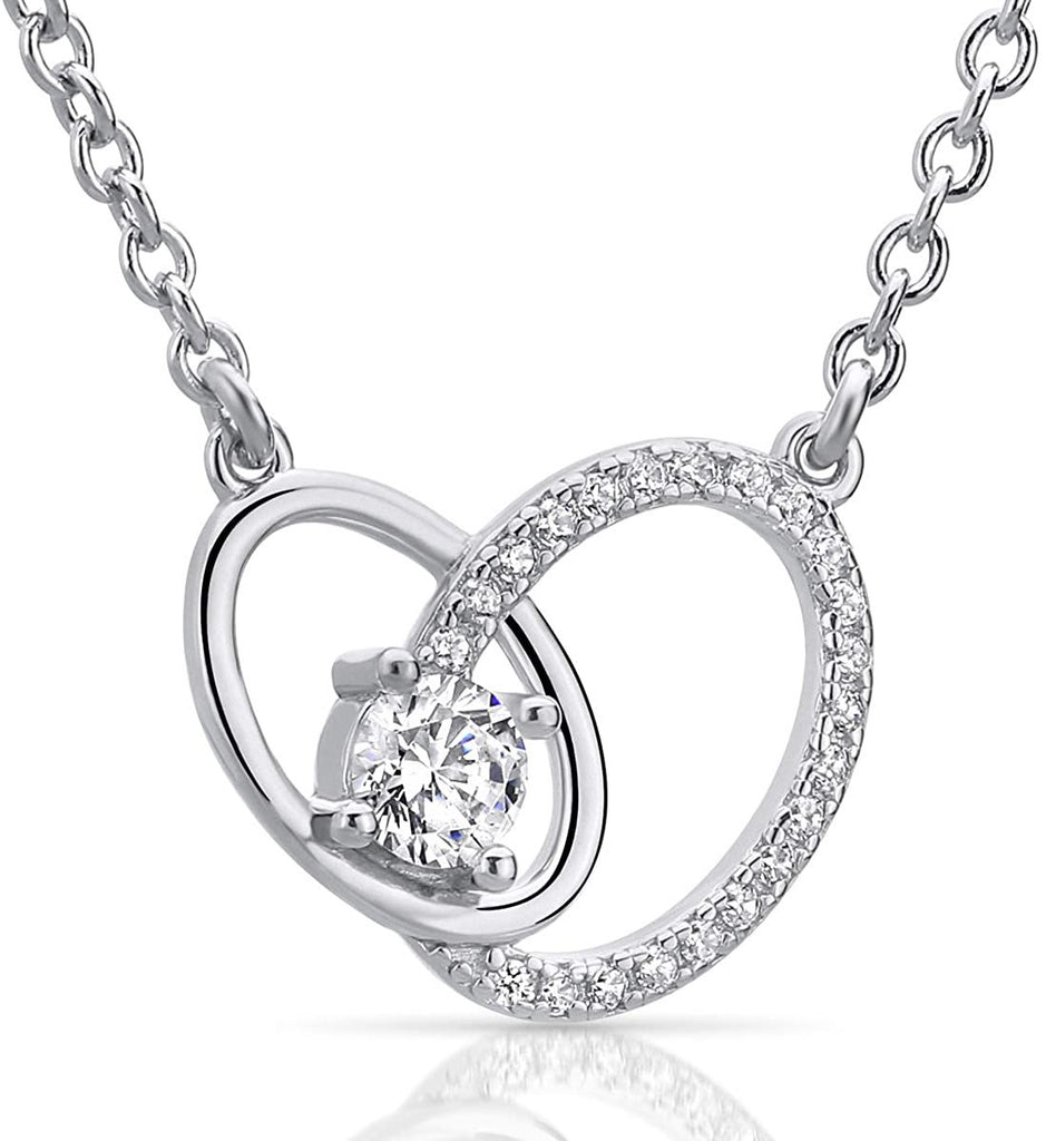 Linked Circle Interlocking Generations Necklace Made of Fine 925 Sterling Silver Cubic Zirconia