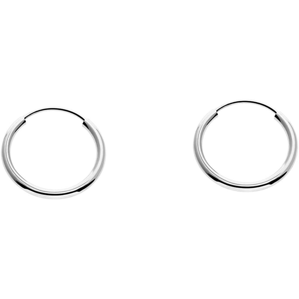14k White Gold Round Flexible Thin Continuous Endless Hoop Earrings