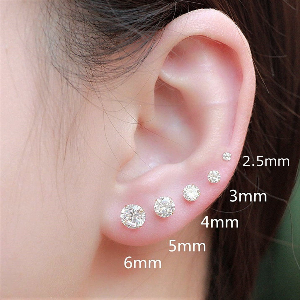 14K White Gold Pink CZ on sale Post Earrings