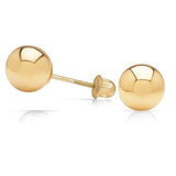 14k Yellow Gold Ball Stud Earrings with Secure and Comfortable Screw Backs