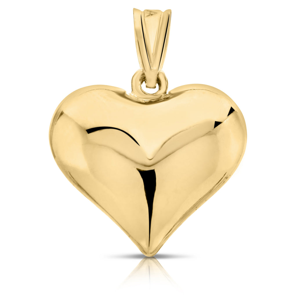 Art and Molly Real 14K Yellow Gold Puff Heart Pendant
